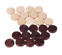 EIROVYA Lot de 24 Echecs en Bois,Jeux de Dames en Bois Pièces d'Échecs Pièces Rondes Empilables Pieces de Backgammon Kit de Remplacement Jeu de Stratégie Accessoires Dames