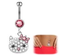 EIROVYA Piercing Nombril Acier Chirurgical,Kitty Anneau de Nombril,Piercing Nombril Anneau,Modélisation de Chatons,Piercings au Nombril Bijoux,Piercing Grossesse Nombril,Rose