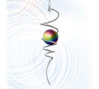 Eiryhope Boule d'observation en spirale avec boule multicolore et crochet pivotant, attrape-soleil de 27,9 cm et orbe en acier inoxydable de 5,1 cm, décoration de jardin d'intérieur ou d'extérieur,