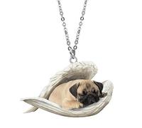 EIRZNGXQ Collier pour chien endormi, collier pour animal de compagnie, collier ange mignon, pendentif ange endormi, cadeau personnalisé pour les amoureux des chiens