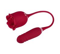 EIS, vibromasseur, vibromasseur à poser, mini vibromasseur, vibromasseur à poser en forme de rose : 2 en 1, 39,8 cm, silicone étanche, rechargeable, doux pour la peau