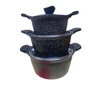 Eisanbach Lot de 3 Marmites en Pierre, Anti-adhésif, Compatible Tous Feux Induction, 20/24/28 cm, Poignées Silicone Amovibles