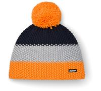 Eisbär - Kid's Star Pompon Mütze - 55 cm - 7-8 Years - flame orange / hellgrau / nacht
