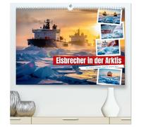 Eisbrecher in der Arktis (hochwertiger Premium Wandkalender 2027 DIN A2 quer), Kunstdruck in Hochglanz: Ein Eisbrecher bahnt sich seinen Weg durch die ... Maschinen das Schiff stetig vorantreiben.