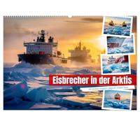Eisbrecher in der Arktis (Wandkalender 2027 DIN A2 quer), CALVENDO Monatskalender: Ein Eisbrecher bahnt sich seinen Weg durch die gefrorenen Weiten ... Maschinen das Schiff stetig vorantreiben.