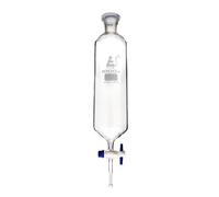 Eisco Labs Entonnoir cylindrique 1000 ml avec bouchon en plastique interchangeable, taille de la douille 23/32, avec robinet d'arrêt en PTFE - Verre borosilicate