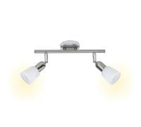 Brilliant Lampe Sofia Spot tube 2 lames 2x D45 E14 40W fer/chrome/blanc, têtes pivotantes