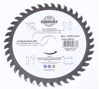 Eisenwolf 125x22,23 mm durable et résistante entièrement trempée et tendue, lame de scie circulaire pour le bois avec 40 dents TCT inclinées et découpes au laser pour une réduction du bruit