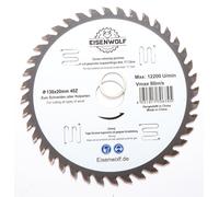 Eisenwolf Lame de scie circulaire 130 x 20 mm entièrement trempée et tendue, durable et résistante, pour bois, avec 40 dents TCT inclinées et découpes laser pour réduire le bruit