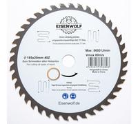 Eisenwolf Lame de scie circulaire 185 x 20 mm entièrement trempée et tendue, durable et résistante, pour bois, avec 40 dents TCT inclinées et découpes laser pour réduire le bruit