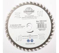 Eisenwolf Lame de scie circulaire 190 x 20 mm entièrement trempée et tendue, durable et résistante, pour bois, avec 40 dents TCT inclinées et découpes laser pour réduire le bruit