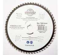 Eisenwolf Lame de scie circulaire 200 x 20 mm entièrement trempée et tendue, durable et résistante, pour bois, avec 60 dents TCT inclinées et découpes laser pour réduire le bruit