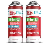 Eisfro 5-en-1 - 2X Réfrigérant R1234yf pour Climatisation Auto avec Huile, Stop-Fuite, Traceur UV Et Déshydratant - Application Rapide - Protège Le Compresseur - 235 g Chaque Boîte