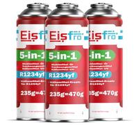 Eisfro 5-en-1 - 3X Réfrigérant R1234yf pour Climatisation Auto avec Huile, Stop-Fuite, Traceur UV Et Déshydratant - Application Rapide - Protège Le Compresseur - 235 g Chaque Boîte