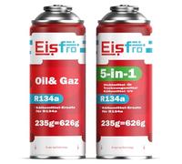Eisfro 5-en-1 - Recharge Climatisation Auto R134a + R134a XL avec Huile, Stop-Fuite, Traceur UV et Déshydratant - Protège Le Compresseur (235 g)