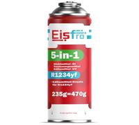 Eisfro 5-en-1 - Réfrigérant R1234yf XL pour Climatisation Auto avec Huile, Stop-Fuite, Traceur UV Et Déshydratant - Application Rapide - Protège Le Compresseur - 235 g Chaque Boîte