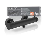 EISL CLAUDIO CLT168ACRBL Mitigeur de douche avec thermostat noir, robinet thermostatique avec verrouillage de sécurité à 38 °C, mitigeur de douche avec fonction d'économie d'eau