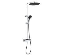 EISL DX1103CST Grande Vita Système Thermostat et étagère, Effet Pluie avec Support Mural (pour Trous de perçage existants), Colonne Robinet de Douche, Chrome/Noir, B x H x T ca. 267 x 1180 x 530 mm
