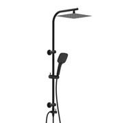 EISL Easy Deluxe Ensemble de douche 2 en 1 sans robinet, avec grande douche à effet pluie en acier inoxydable (300 x 300 mm) et douchette, douche à effet pluie, sans robinet, noir à équiper