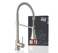 EISL LEON Robinet de cuisine à ressort en inox avec douchette extractible, robinet de cuisine avec douchette à ressort, robinet d'évier orientable à 360°, mitigeur monocommande, NI183ESCRNI-PR