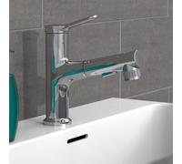 EISL NI075VARCR Variable extractible, Ouverture sur Le Dessus, Robinet pour lavabo avec Jet de Douche, chromé, Platzsparend