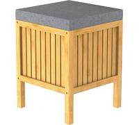 EISL Panier à linge 2 en 1 avec coussin d'assise Bambou 39x39x52,5 cm