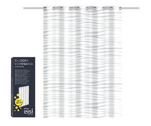 EISL Rideau de Douche en Textile avec Motif (180 x 200 cm) - Lavable - avec revêtement imperméable - Entièrement Opaque - Rayures Blanches