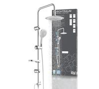 EISL Salle DXLD60087CS Colonne Grande Douche Effet Pluie 200 x 200 mm et douchette à Main Idéal pour rénovation des Trous existants Kit de Montage Complet Chromé/Blanc
