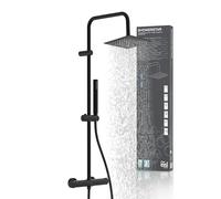 EISL SHOWERSTAR DX1106BLST Ensemble de douche avec robinetterie noire 2 en 1 avec grande douche à effet pluie et douchette en acier inoxydable - Douche à effet pluie avec thermostat noir