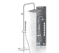 EISL SHOWERSTAR DX1106CST Ensemble de douche avec mitigeur 2 en 1, grande douche effet pluie en acier inoxydable (200 x 200 mm) et douchette, douche à effet pluie avec thermostat, mitigeur de douche
