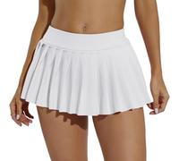 Eisnnu Femmes Mini Jupes Couleur Unie Sexy Jupe Plissée Super Courte,Noire,Longueur de la Jupe 25CM,pour Cosplay,Club,fête