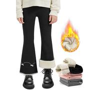 Eisnnu Fille Chaud Leggings élastique Polaire Pantalon Bootcut pour Hiver Intérieur et Extérieur Noir/Gris/Rose/, 110-160 (FR/ES, Numérique, 160, Taille Normale, Noir)