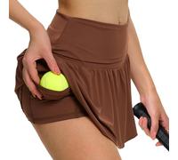 Eisnnu Jupe Courte de Tennis pour Femme,Culotte à Taille Lastique,Jupe Courte avec Pantalon pour Le Sport et la Vie Quotidienne (FR/ES, Alpha/Lettres, M, Taille Normale, Taille Normale, Marron)