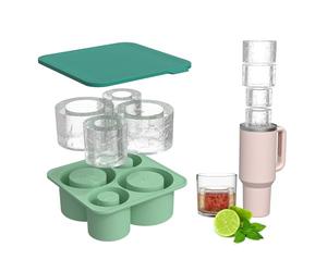 Eiswürfelform Silikon für Stanley Cup, Wiederverwendbare Eiswürfel für Stanley Thermobecher, Große Eiswürfelformen BPA Frei, Bac à glaçons avec Deckel pour Cocktails/Whisky/Getränken/Cafée (D)