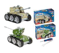 Eitech Kit de construction en métal - Lot de 2 chars - Jouet Char Army Green et jaune sable - Kit de modélisation pour garçons et filles - Cadeau pour enfants de 8, 9, 10 ans - Jouet de motricité