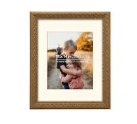 Eitida 28x36 cm Cadre Photo Classique Orné en or Antique, avec Passe-Partout Pour 20x25 cm, Protection en Verre Véritable, Présentation Horizontale ou Verticale