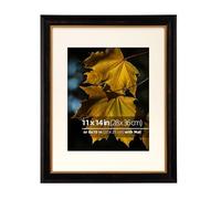 Eitida Cadre photo en bois marron doré 2 tons vintage rétro de qualité musée pour photos de 20,3 x 25,4 cm, affichage d'art, protection en verre véritable, suspension murale, intérieur doré