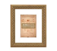 Eitida Cadre Photo Orné or Vieilli Pour 20x25 cm ou 13x18 cm Avec Passe-Partout, Protection en Verre Véritable, Bande de Cadre Embellie, Présentation Sur Table ou au Mur.