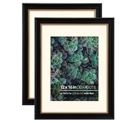 Eitida cadre photo rétro en bois noir et or - 30x40 cm, avec passe-partout pour 23x30 cm, présentation murale verticale ou horizontale, couvercle en acrylique, lot de 2