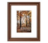 Eitida Cadres Photo, en Bois, 20 x 25 cm, Décorés avec Perles Dorées, Passe-Partout Pour 13 x 18 cm, Suspension Murale ou de Table (Horizontal/Verticale), Marron Foncé.