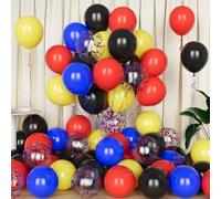 Eitolo Lot de 50 ballons en latex avec confettis pour enfants, carnaval, cirque, héros, anniversaire, fête prénatale, 30,5 cm, rouge, jaune, bleu