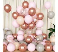 Eitolo Lot de 50 ballons rose pastel or rose et gris pour mariage, anniversaire, fête prénuptiale, fête prénatale, anniversaire de mariage, enterrement de vie de jeune fille