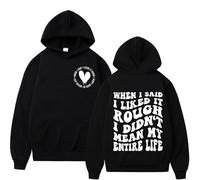 EIUIIOXU Quand J'Ai Dit Que j'aimais ça Un Peu Brutal, Je ne parlais Pas de ma Vie entière ! Sweat à Capuche Humoristique, Style Streetwear, Manches Longues, Vintage, pour Hommes et Femmes.