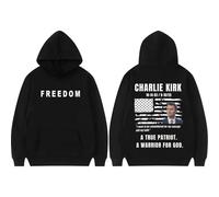 EIUIIOXU Véritable Patriote américain, véritable Guerrier de Dieu - Sweat à Capuche Charlie Kirk Automne/Hiver 2025 - Mode Homme/Femme - Style rétro Gothique - Coton