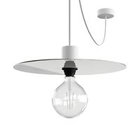 EIVA Elegant Lampe à Suspension avec 5 m câble Textile, Abat-Jour Ellepì, Rosace et Douille en Silicone IP65 étanche - avec Ampoule, Blanc