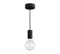 EIVA ELEGANT Suspension d'extérieur avec 1,5m câble textile, rosace et douille en silicone étanche IP65 - Sans ampoule, Noir