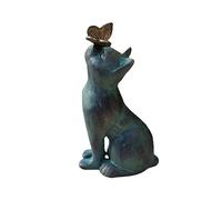 Eivdru Figurine de jardin décorative pour l'extérieur, chaton avec papillon, paysage de cour, statue de jardin, ornement, sculpture animale imperméable en résine, décoration de maison