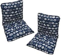 Eivdru Lot de 2 coussins de chaise avec dossier - 40 x 80 cm - Pour chaise de jardin à dossier bas - Avec rubans - Pour chaises et bancs de la maison et du jardin