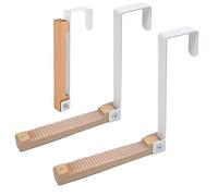 Eivdru Lot de 2 suspensions pliables sur le crochet de porte, sur les portes et les vêtements de séchage, en bois pour serviettes et couvertures blanches