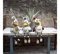 Eivdru Lot de 3 décorations de poulet en céramique, poulet, décoration de jardin, figurines pour l'extérieur, statue en résine, balcon, salon